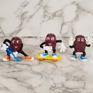 Lot of 3 CALIFORNIA RAISINS 1987-88 Vintage PVC Figures Skateboard Guitar